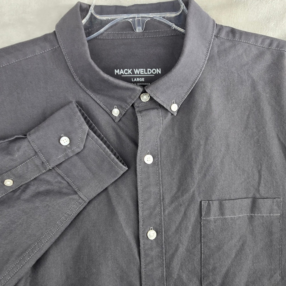 Mack Weldon Men's‎ Oxford Button-Down Dress Shirt Long Sleeve Gray Large